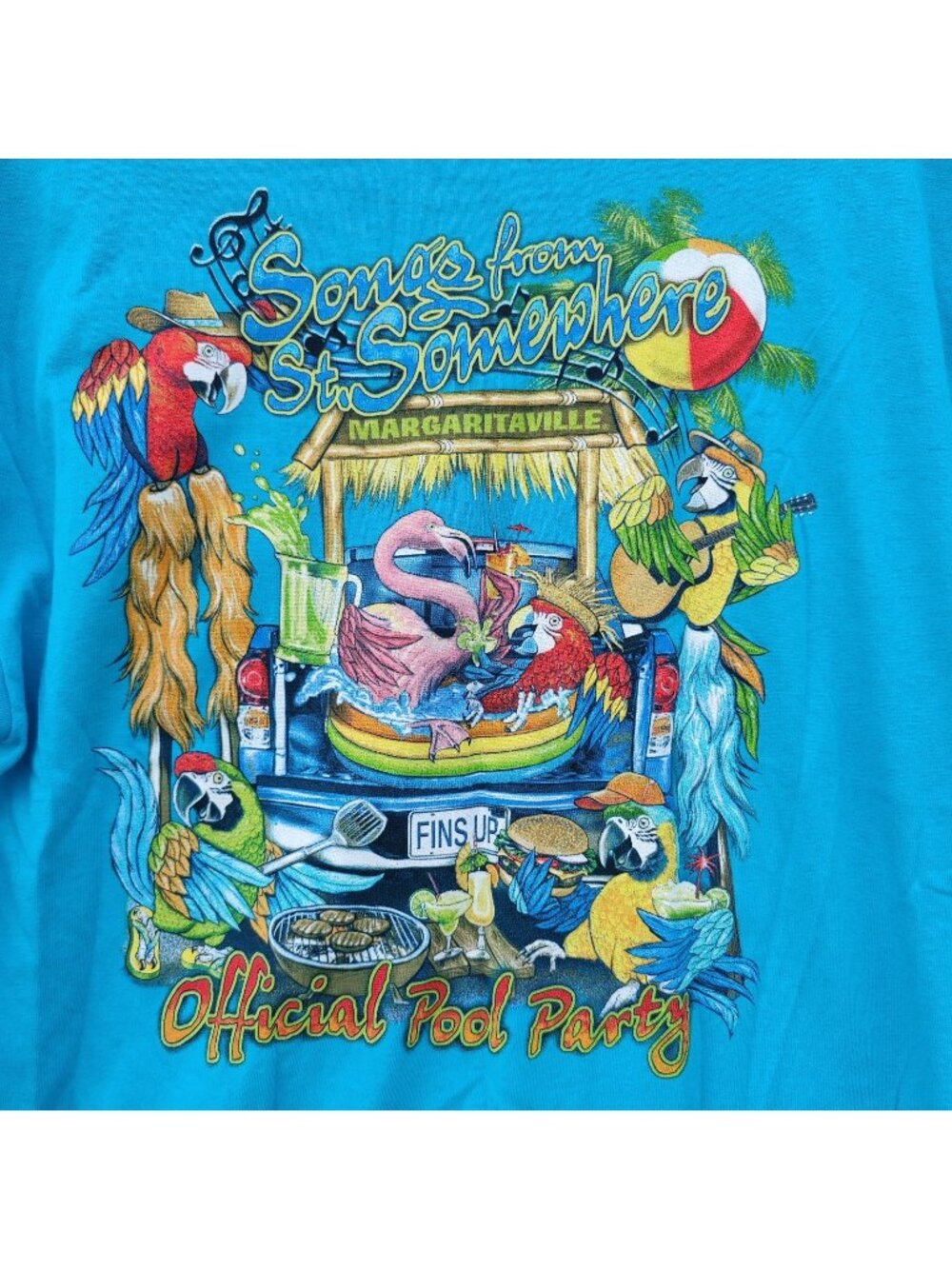 Blue Margaritaville Jimmy Buffet Las Vegas Graphic Men Large TShirt Beach Summer